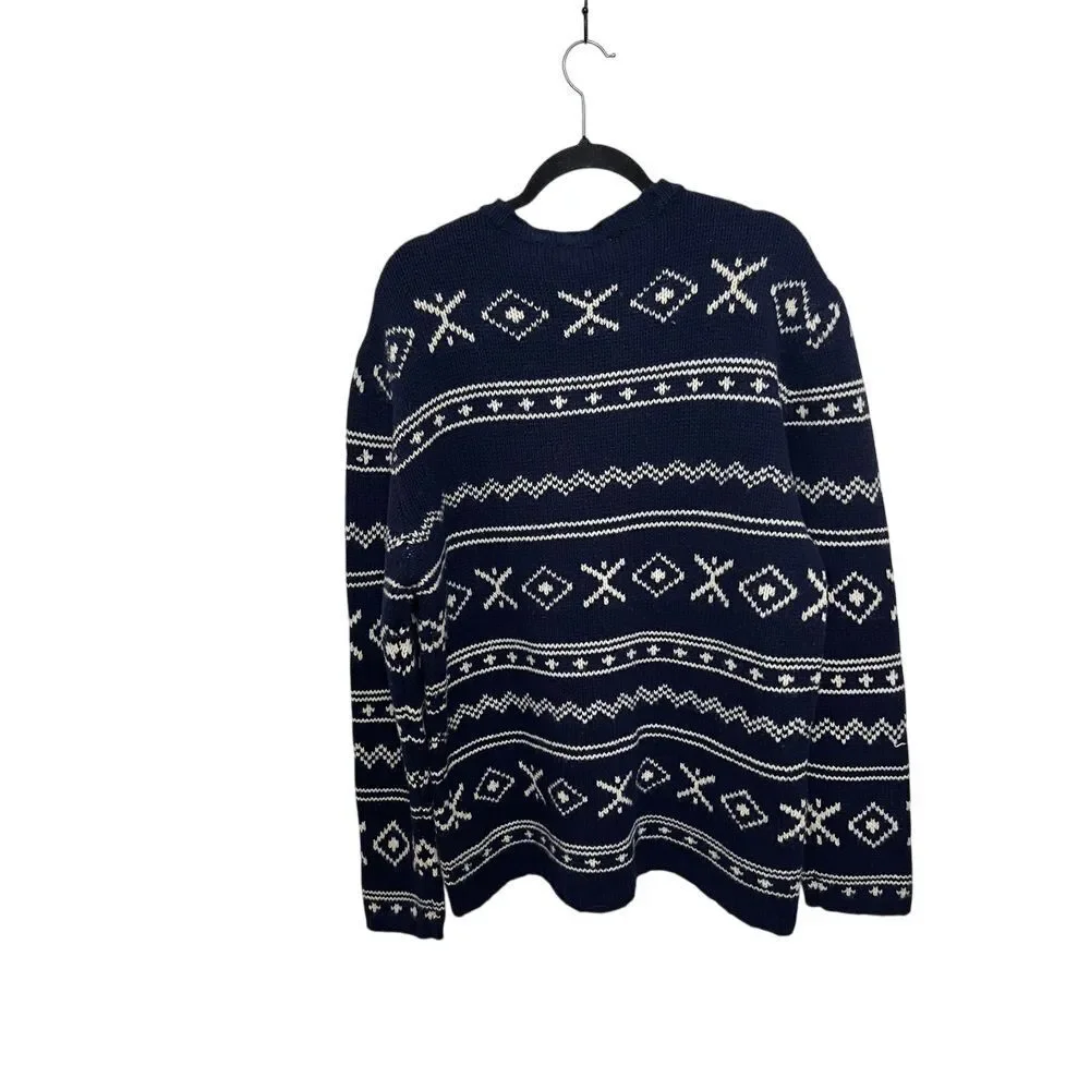 NWT‎ Old Navy Vintage Wool Navy Blue Fair Isle Nordic Pattern Sweater XL